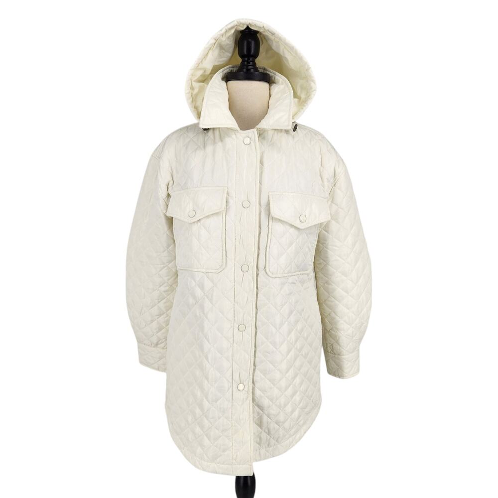 Lucky Brand Quilted Puffer Coat W/ Removable Hood